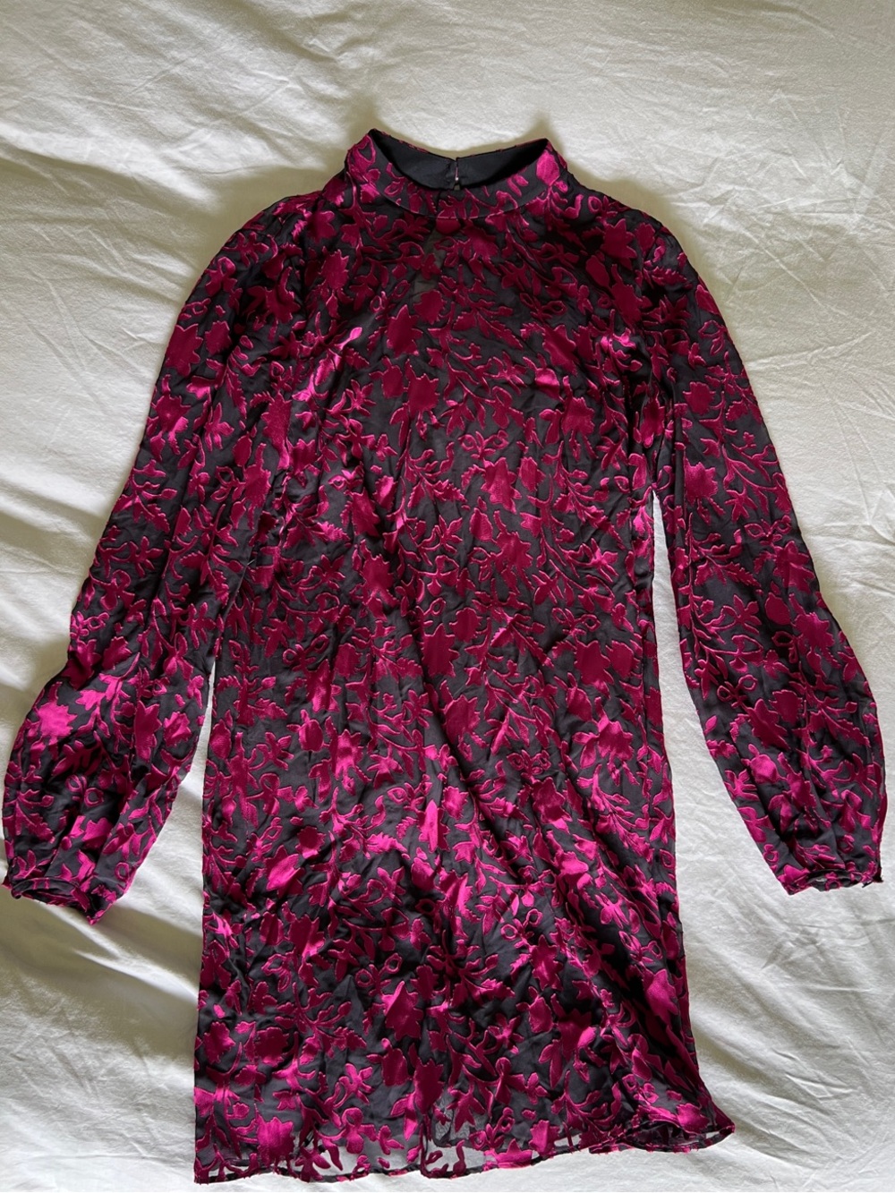 Club Monaco Fuchsia Floral Burnout Long Sleeve Dress
